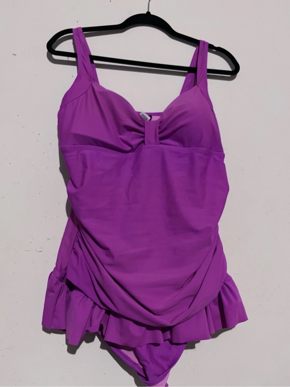 Joe Boxer One Piece Swimsuit Purple 1X Plus Size Ruffle Lined Wide Strap Women